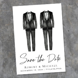 Elegante gay trouw tuxedo waterverf save the date