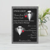 Elegante Gay Tuxedo bruiloft uitnodiging (Staand voorkant)