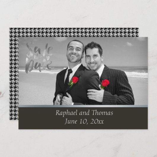 Elegante Gay Tuxedo Save the Date (Voorkant / Achterkant)