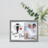 Elegante Gay Wedding Bewaar de datum met foto Aankondigingskaart (Staand voorkant)