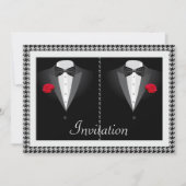 Elegante Gay Wedding Uitnodiging met Twee Tuxedos (Voorkant)