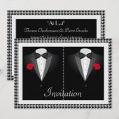 Elegante Gay Wedding Uitnodiging met Twee Tuxedos (Voorkant / Achterkant)