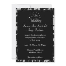 Elegante Gay Zwart en Zilver Bruiloft Uitnodiging