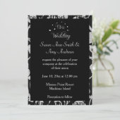 Elegante Gay Zwart en Zilver Bruiloft Uitnodiging (Staand voorkant)