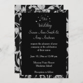 Elegante Gay Zwart en Zilver Bruiloft Uitnodiging (Voorkant / Achterkant)