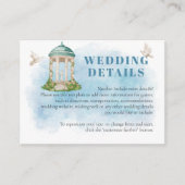 Elegante Gazebo bloemen Doven Bruiloft details Informatiekaartje (Voorkant)