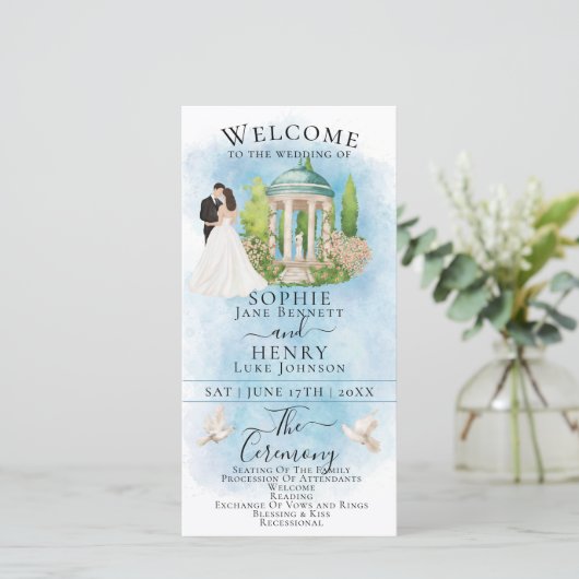 Elegante Gazebo Bruid & Bruidegom Luxe Trouwprogra (Staand voorkant)