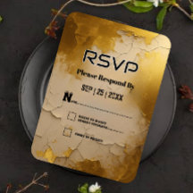 Elegante Gebarsten Gouden Folie Trouw RSVP Kaart