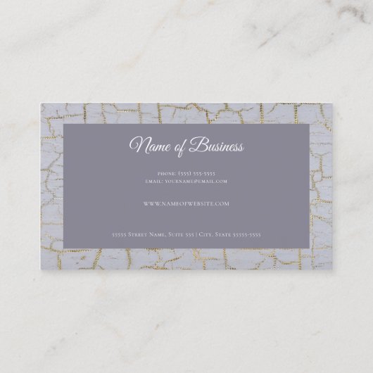 Elegante gebarsten verf stoffige lavendel gouden f visitekaartje (Achterkant)