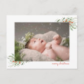Elegante gebladerte bessen Vrolijke Kerstmis Foto Feestdagenkaart (Voorkant)