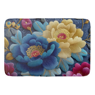 Elegante gebloemde geborduurde look vintage pioenr badmat