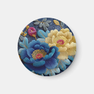 Elegante gebloemde geborduurde uitstraling vintage magneet