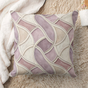 Elegante Gebogen in Crème en Lila – Geometrisch Kussen
