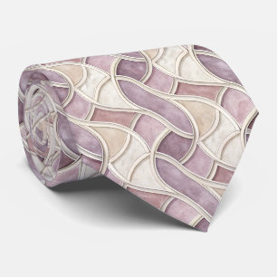 Elegante Gebogen in Crème en Lila – Geometrisch Stropdas