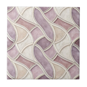 Elegante Gebogen in Crème en Lila – Geometrisch Tegeltje