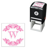 Elegante Gebogen Rozen #1 Ronde Eén Initiaal Zelfinktende Stempel (In situ)