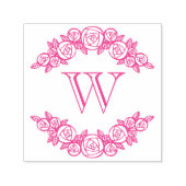 Elegante Gebogen Rozen #1 Ronde Eén Initiaal Zelfinktende Stempel (Design)