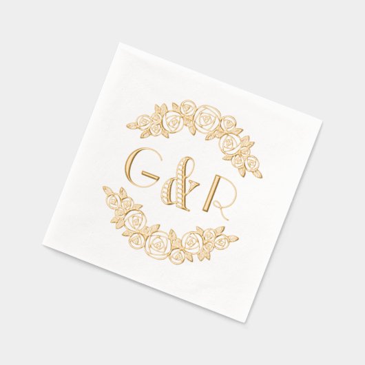 Elegante gebogen Rozen #6 ronde twee Initiaal Folie Servetten (Links)