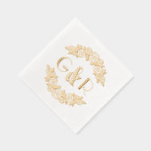 Elegante gebogen Rozen #6 ronde twee Initiaal Folie Servetten (Rechts)