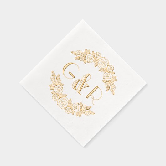 Elegante gebogen Rozen #6 ronde twee Initiaal Folie Servetten (Rechts)