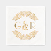 Elegante gebogen Rozen #6 ronde twee Initiaal Folie Servetten (Voorkant)