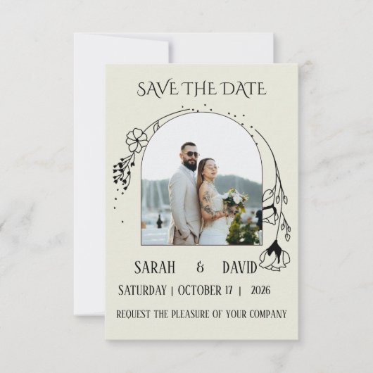 Elegante Gebogen Save The Date Trouw Uitnodiging (Voorkant)