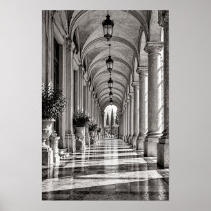 Elegante Gebogen Zuilengalerij Corridor Wandkunst Poster