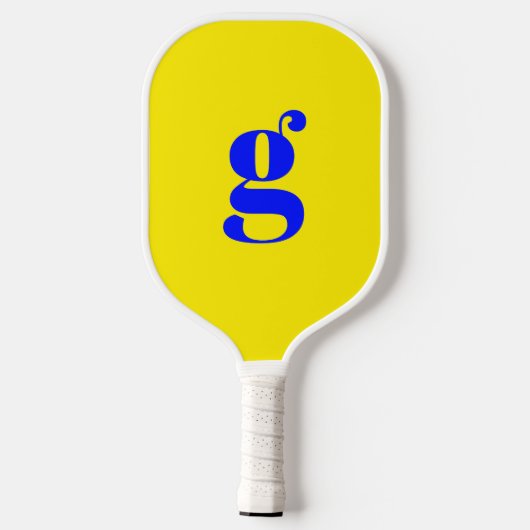 Elegante Geboldende Monogram Initiaal Kanariegeel Pickleball Paddle (Achterkant)