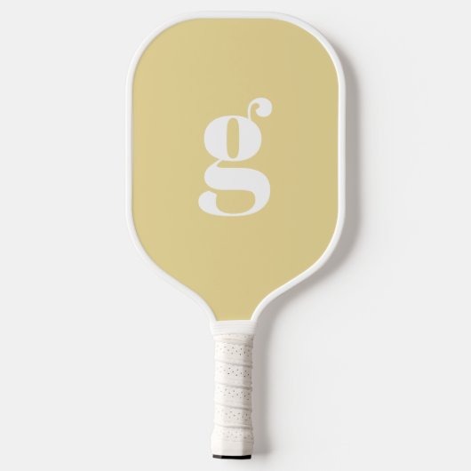 Elegante Geboldene Monogram Beginletter Marsepein  Pickleball Paddle (Achterkant)