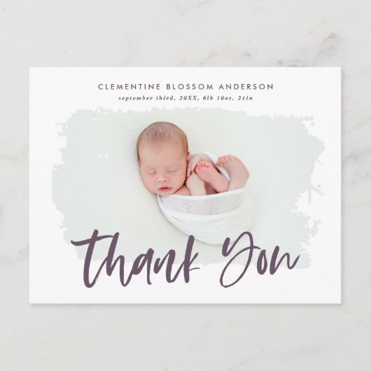 Elegante geboorte aankondiging foto dank u (Voorkant)