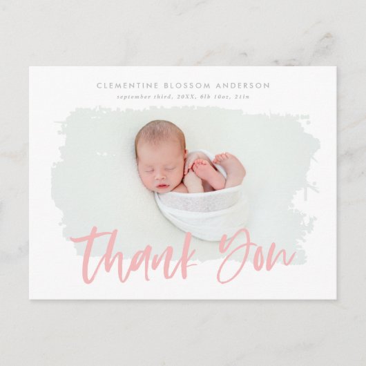 Elegante geboorte aankondiging foto dank u (Voorkant)