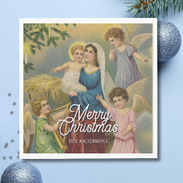 Elegante Geboorte Maria Baby Jezus Engelen Servet