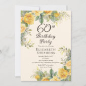 Elegante Geboorte Uitnodiging Gele Roos 60 Jaar (Voorkant)