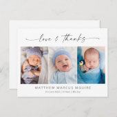 Elegante geboorteaankondiging, liefde en bedankt f briefkaart (Voorkant / Achterkant)