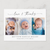 Elegante geboorteaankondiging, liefde en bedankt f briefkaart (Voorkant)