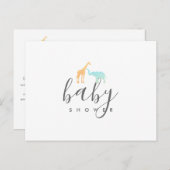Elegante geboorteaankondiging voor baby met giraff uitnodiging briefkaart (Voorkant / Achterkant)