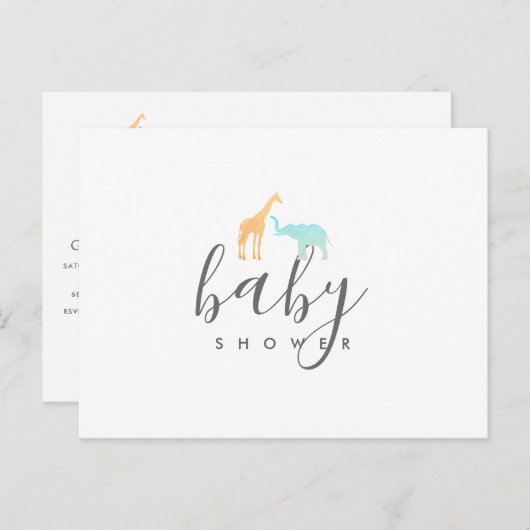 Elegante geboorteaankondiging voor baby met giraff uitnodiging briefkaart (Voorkant / Achterkant)