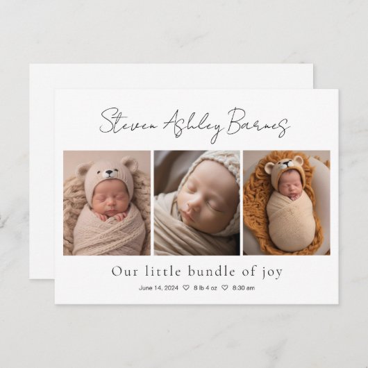 Elegante geboorteaankondigingskaarten voor baby's briefkaart (Voorkant / Achterkant)