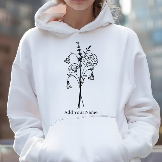 Elegante Geboortebloem Boeket Wildflower Gepersona Hoodie