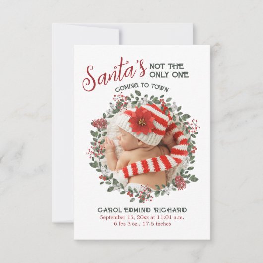 Elegante Geboortestatistieken Vakantie Foto Baby s Bedankkaart (Voorkant)