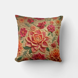 Elegante geborduurde bloemenprint accentkussen kussen