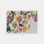 Elegante Geborduurde Bloemstijl Fleece Deken (Voorkant (Horizontaal))