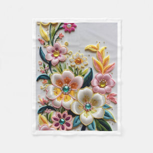 Elegante Geborduurde Bloemstijl Fleece Deken
