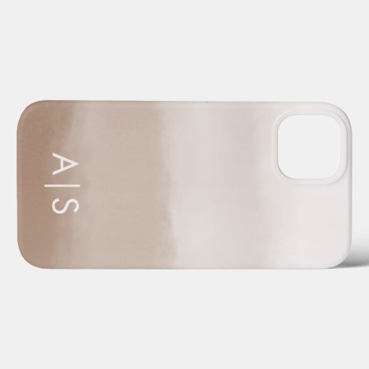 Elegante Geborduurde Initialen Paddenstoel Bruine Case-Mate iPhone Case (Achterkant (horizontaal))