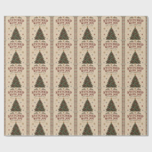 Elegante Geborduurde Kerst, Vintage Naaldwerk Cadeaupapier