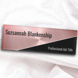 Elegante Geborsteld Roze Metaal Diagonaal Professi Naambadge
