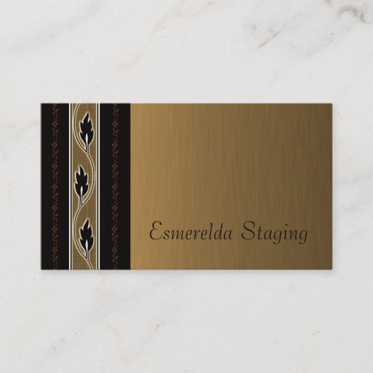 Elegante geborstelde gouden linnen wijnstok bloem  visitekaartje (Voorkant)