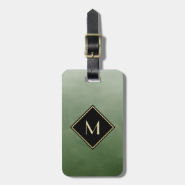 Elegante geborstelde groene met eenvoudige gouden  bagagelabel