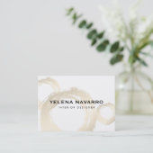 Elegante geborstelde streken met monogram scriptte visitekaartje (Staand voorkant)