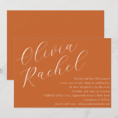 Elegante gebrande Oranje script minimal bat mitzva Kaart (Voorkant / Achterkant)